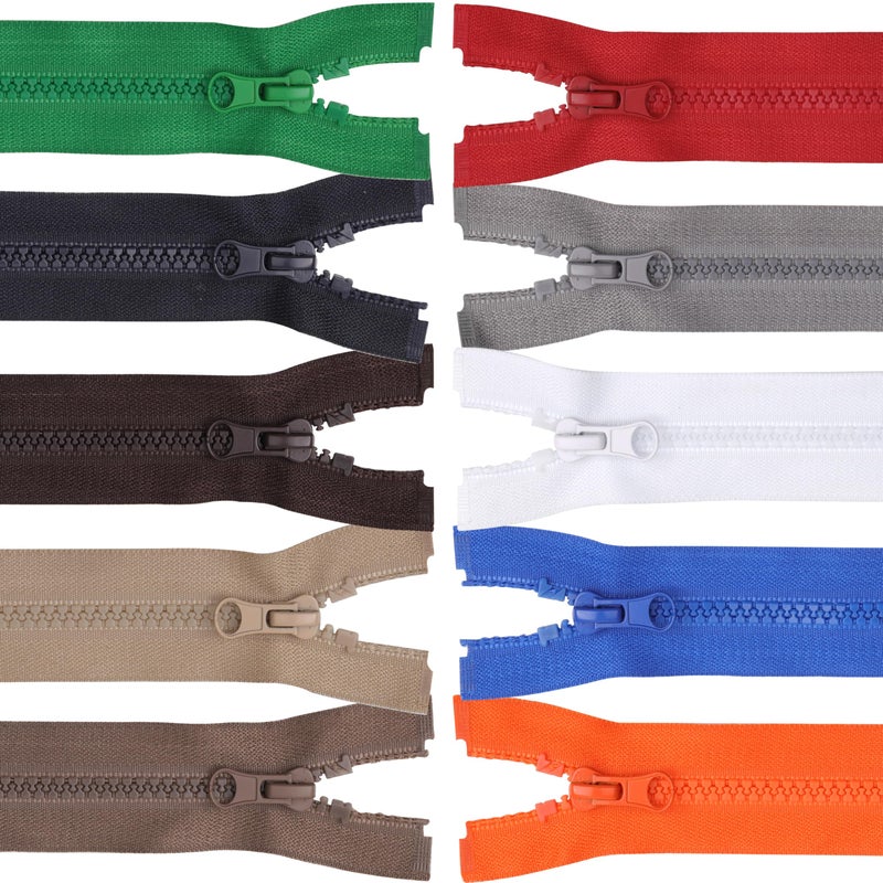 YAKA 10Pcs 5 Multicolored 28inch Separating Jacket Zippers for Sewing Coats Jacket Sports Suits Zipper Molded Resin Zippers Bulk Sports Suits