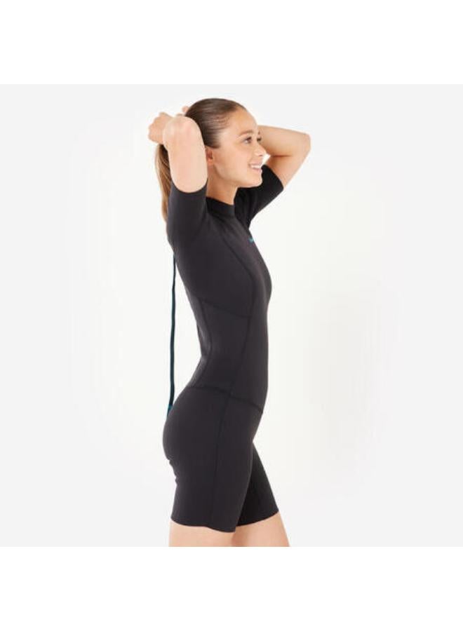 OLAIAN Women’s Surfing Shorty Wetsuit 100 Neoprene 1,5 mm Black  - Image 2