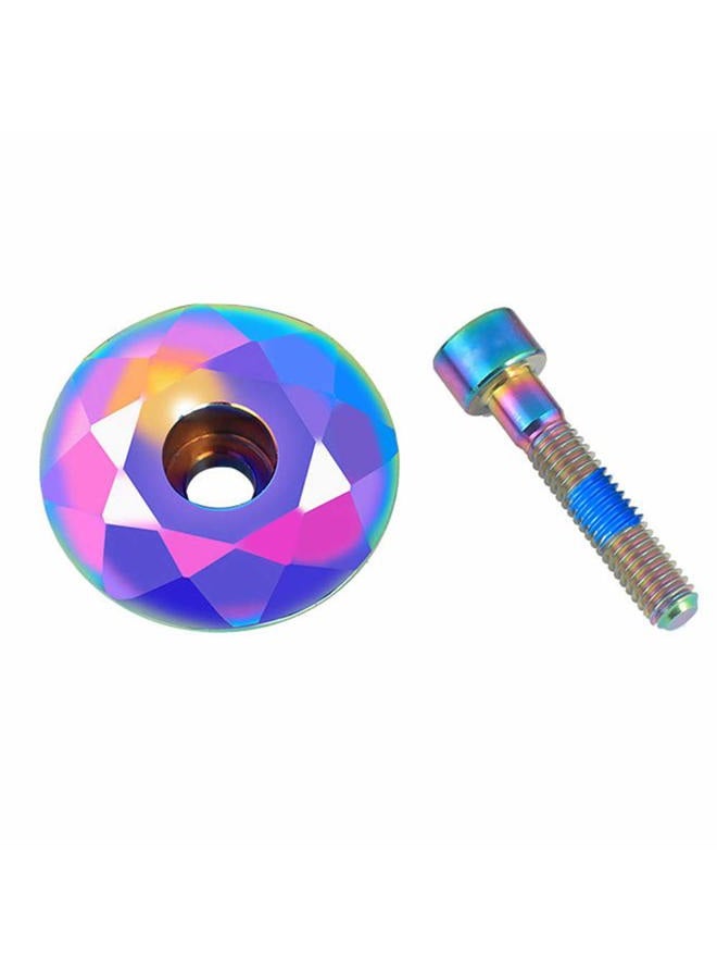 Thinvik Bicycle Headset Top Cap with Bolts,1 1/8 inch Bicycle Rainbow Color Al Alloy & Bolt Mountain Bike Stem Top Cap Cover Headset Screws for MTB Road XC FR Bike Stems - Image 1