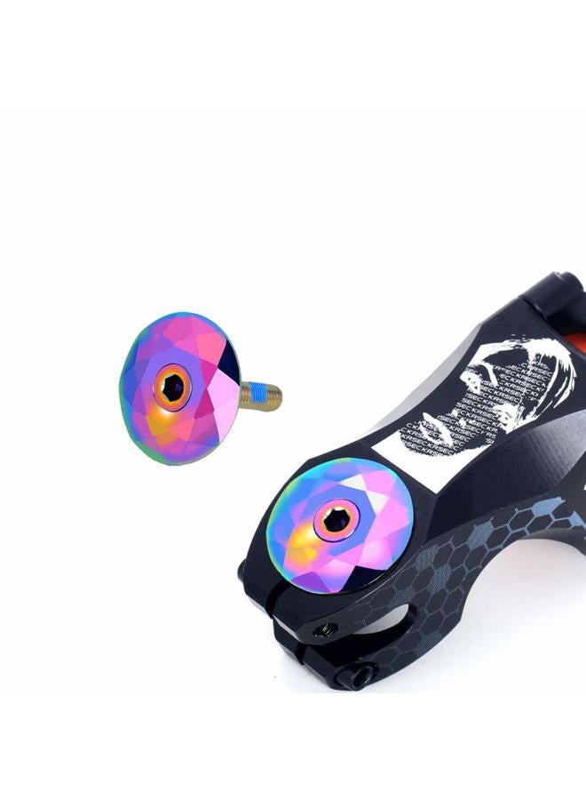 Thinvik Bicycle Headset Top Cap with Bolts,1 1/8 inch Bicycle Rainbow Color Al Alloy & Bolt Mountain Bike Stem Top Cap Cover Headset Screws for MTB Road XC FR Bike Stems - Image 4