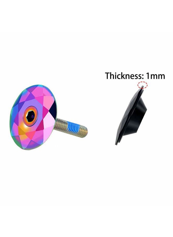 Thinvik Bicycle Headset Top Cap with Bolts,1 1/8 inch Bicycle Rainbow Color Al Alloy & Bolt Mountain Bike Stem Top Cap Cover Headset Screws for MTB Road XC FR Bike Stems - Image 2