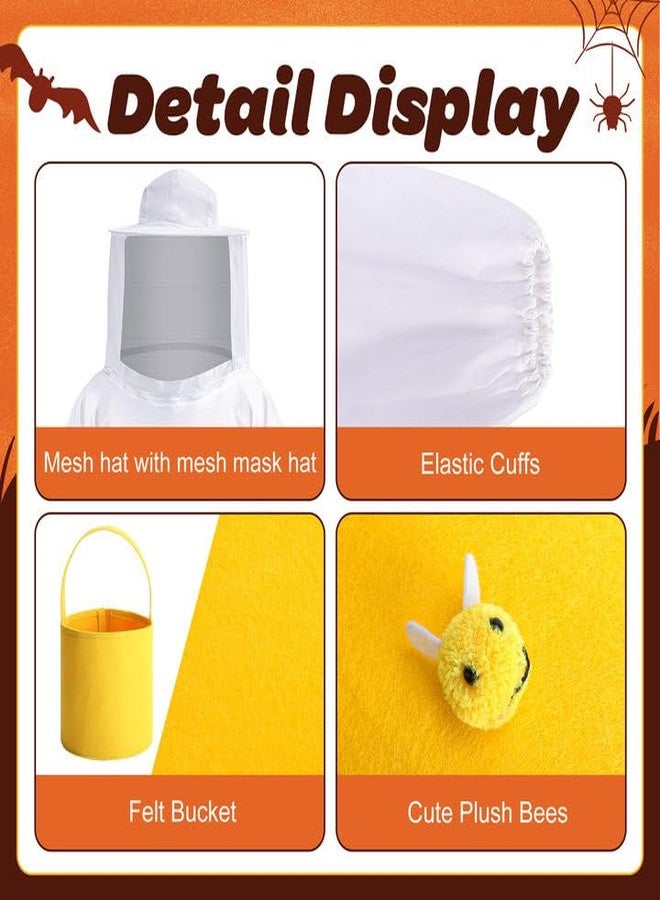 DECOHS Halloween Queen Bee and Beekeeper Costume, Halloween Cosplay Bees Beekeeping Suit Outfit for Halloween Party Dress Up, White, One size - Image 3