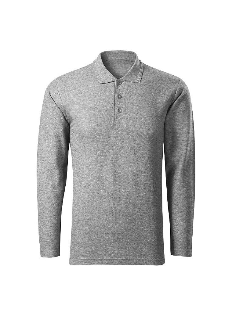 PRINTSHOP4ME 10Pcs Men's LONG SLEEVE POLO T-Shirt 220 GSM Pure Cotton Basic Colors  - Image 2