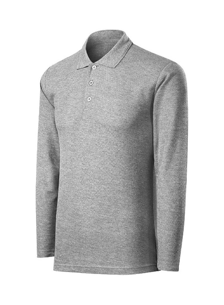 PRINTSHOP4ME 10Pcs Men's LONG SLEEVE POLO T-Shirt 220 GSM Pure Cotton Basic Colors  - Image 3