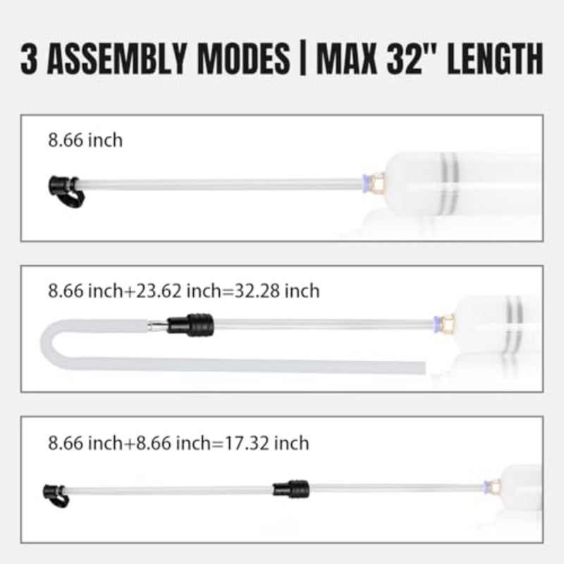Automotive fluid extraction tool for oil changes, made of rubber and PVC, black and translucent, features manual suction, 60cm hose, 200 CC capacity, and ergonomic design - Image 3