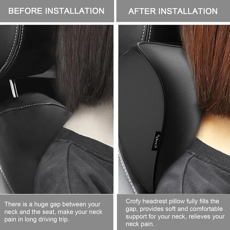 CROFY Car Neck Pillow - Ergonomic Memory Foam Headrest with Adjustable Strap - Image 4