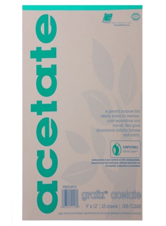 Grafix P05CL1114 Clear 11" x 14" Acetate Film, Pad of 25 Sheets, 005 Thicknesses, Easy to Cut and Tear; General Purpose Film Ideally Suited for Overlays, Color Separations and Layouts