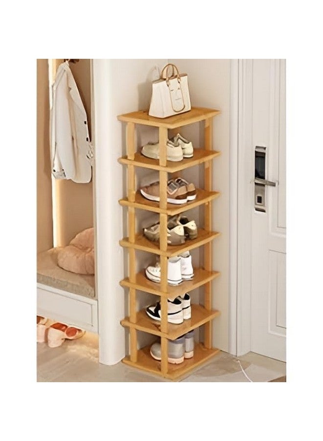 Evolluxi Bamboo Vertical Shoe Rack for Entryway,Narrow Shoe Rack Stackable,Minimalist Shoe Storage, 7. Tier Standing Shoe Organizer for Garage Corner Bedroom Hallway - Image 5
