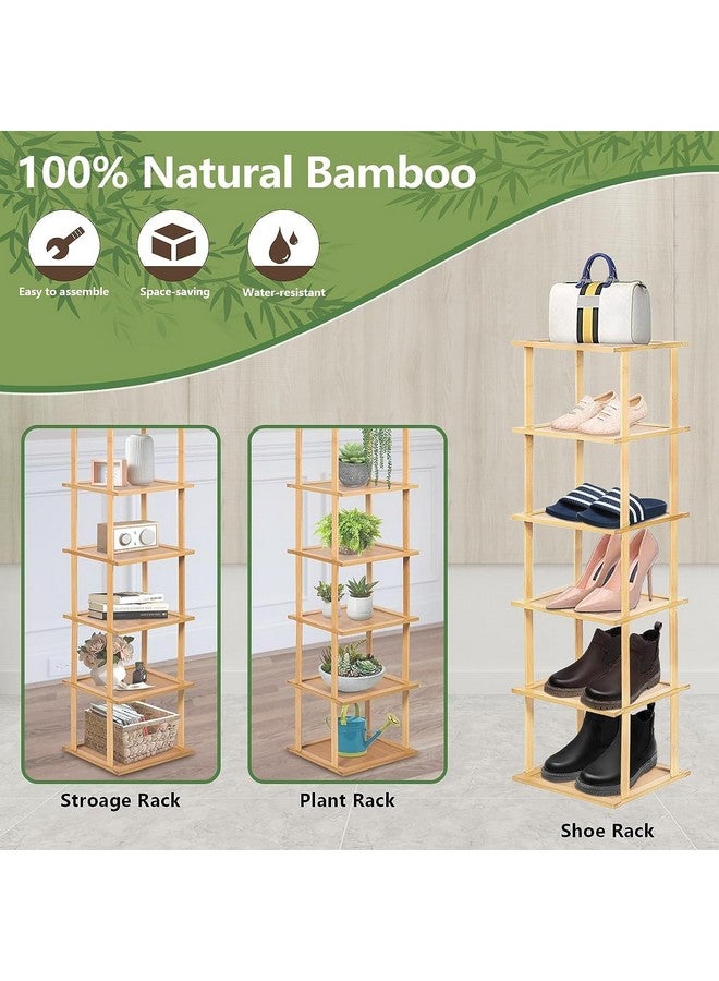 Evolluxi Bamboo Vertical Shoe Rack for Entryway,Narrow Shoe Rack Stackable,Minimalist Shoe Storage, 7. Tier Standing Shoe Organizer for Garage Corner Bedroom Hallway - Image 4