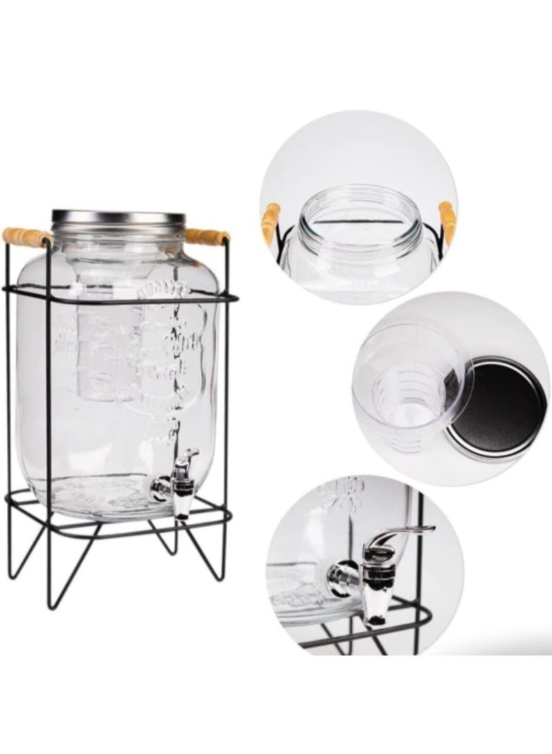 8 Litre Juice Dispenser Glass With Stand, 8L Glass Beverage Dispenser With Leak proof Tap, 8Ltr Cold Water Pitcher With Lid, 8 Litre Drinks Dispenser For Parties And Get Togeather Occassions - Image 3