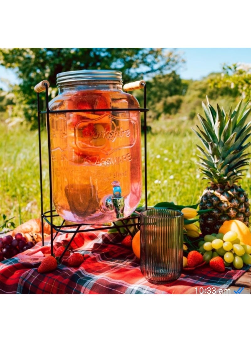 8 Litre Juice Dispenser Glass With Stand, 8L Glass Beverage Dispenser With Leak proof Tap, 8Ltr Cold Water Pitcher With Lid, 8 Litre Drinks Dispenser For Parties And Get Togeather Occassions - Image 5
