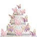 Tmtains 80Pcs Butterfly Cake Toppers Set Happy Birthday 3D Mixed Color Pink Purple Cupcake Picks Butterfly Cupcake Topper with Dot Glue Decorations for Anniversary Party Wedding Wall Decor Supplies - Image 4