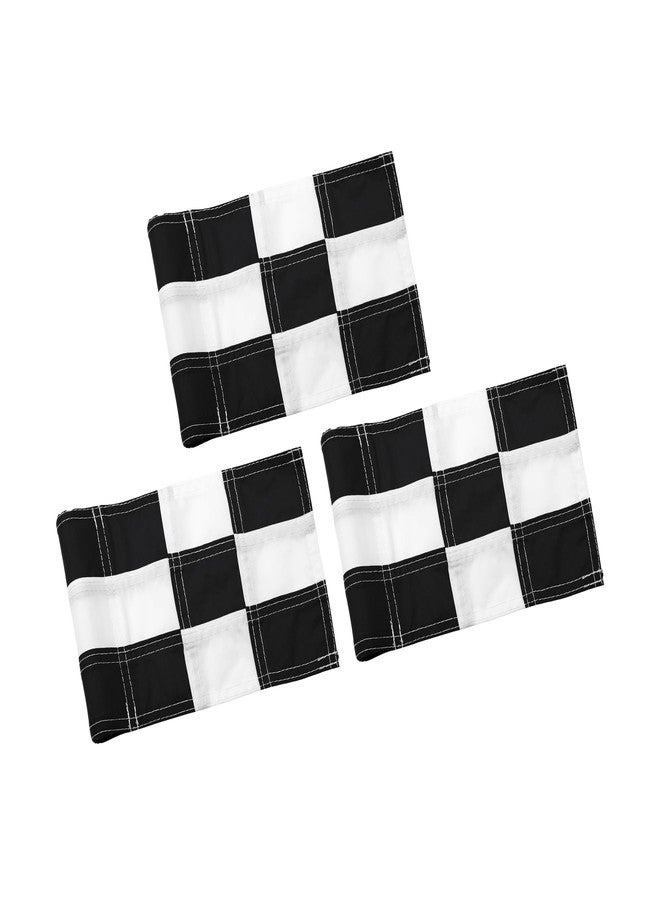 KINGTOP Checkered Golf Flag 8x6 Inch – Black/White Check, 420D Nylon, Tube Inserted – Mini Practice Putting Green Flags for Yard, 3-Pack - Image 1