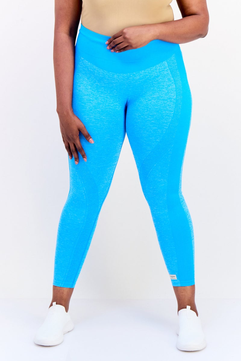 The Giving Movement Women Heather 24 Inch Seamless Leggings, Aqua Blue - Image 3