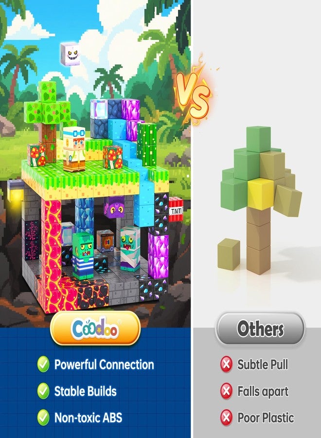 Coodoo 150PCS Magnetic Blocks, Build Mine Magnet World Set, Toddler Outdoor Toys STEM Construction Building Blocks Toy, Magnetic Tiles Sensory Kids Toys for 3+ Year Old Kids Boys Girls Ages 3 4 5 6 - Image 2