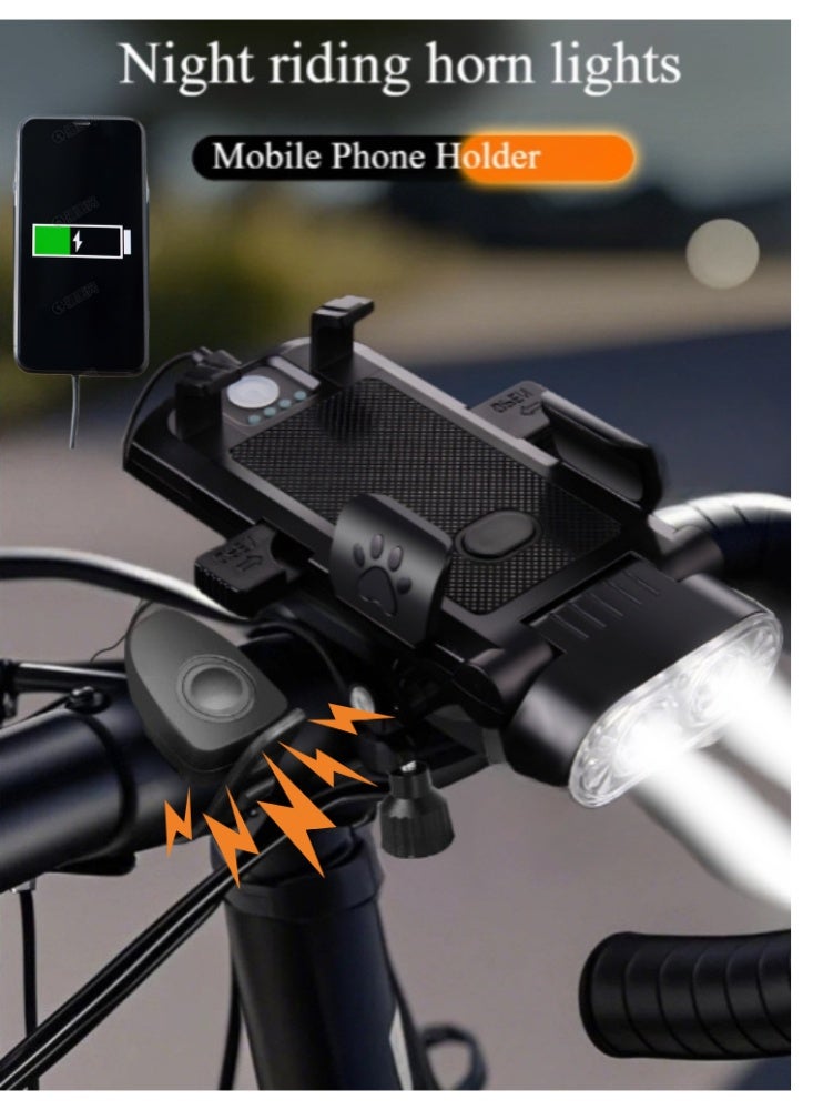 BESTPEAK Cycling Bicycle Phone Holder   Cycling Phone Mounts  Bike Phone Holder  Bike Light  4-in-1 Bicycle Light Set with Phone Holder & Power Bank  Auto-Sensing Night Mode, IPX5 Waterproof USB-C Fast Charge  Horn & 3 Modes Ultra-Bright LED ，Bike Phone Holder with Light Flashlight Anti-Off Phone Holder for Road/Mountain/Night Cycling Safety - Image 1