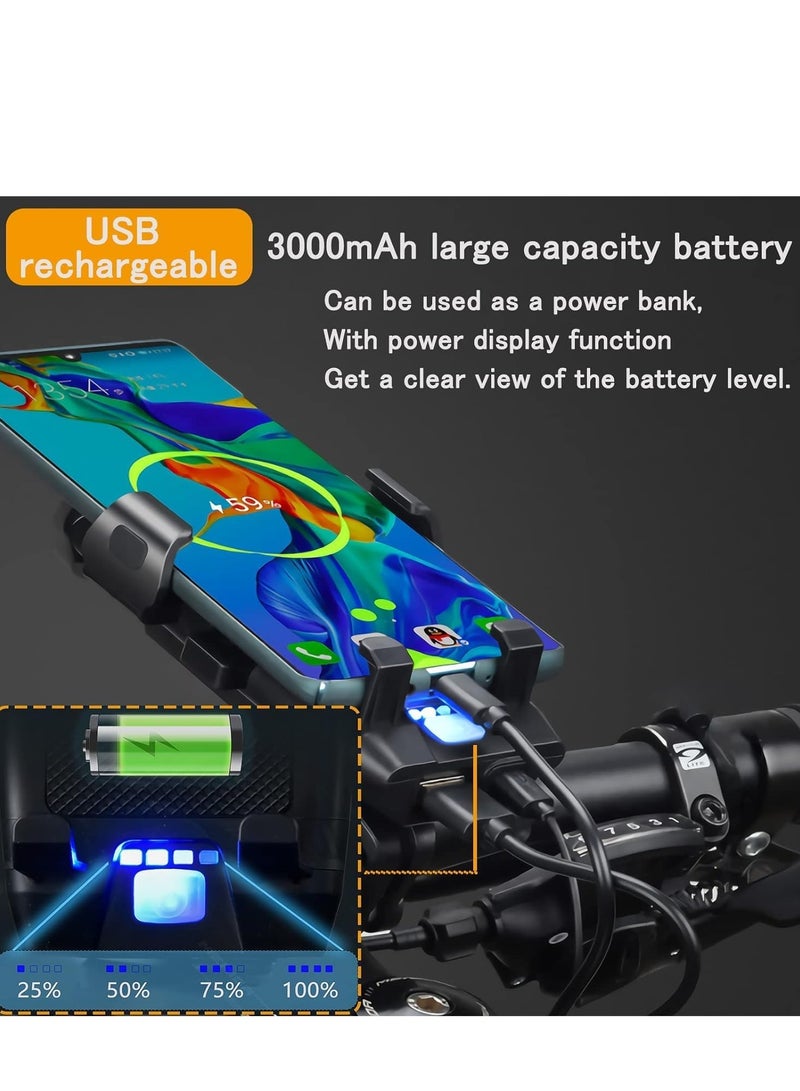 BESTPEAK Cycling Bicycle Phone Holder   Cycling Phone Mounts  Bike Phone Holder  Bike Light  4-in-1 Bicycle Light Set with Phone Holder & Power Bank  Auto-Sensing Night Mode, IPX5 Waterproof USB-C Fast Charge  Horn & 3 Modes Ultra-Bright LED ，Bike Phone Holder with Light Flashlight Anti-Off Phone Holder for Road/Mountain/Night Cycling Safety - Image 2