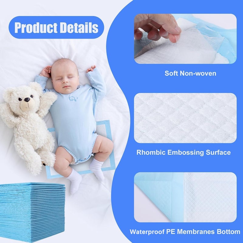 Loccmat 100Pack Disposable Changing Pads,Baby Disposable Underpads 17 X 13 in,Waterproof Diaper Changing Pad,Ultra Absorbent Disposable Pads,Leak-Proof Breathable Underpads Bed Table Protector Mat - Image 4