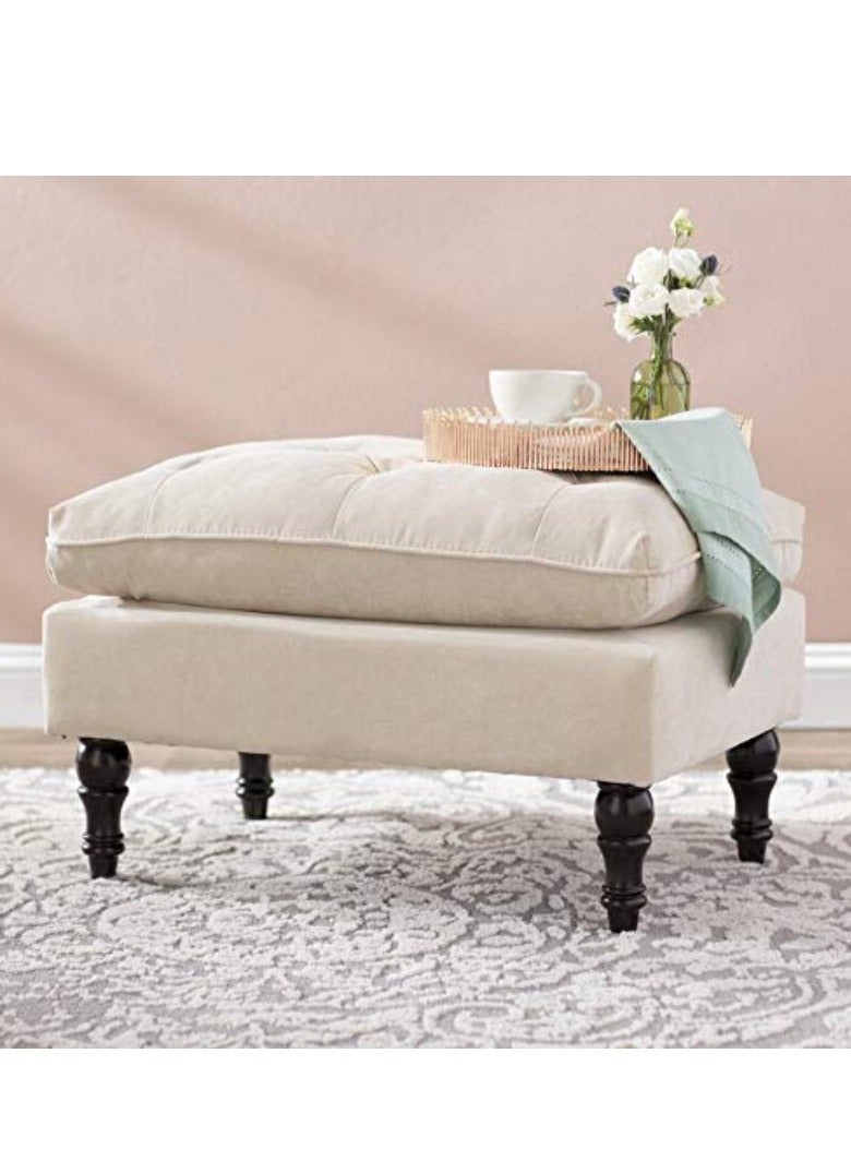 Wooden Twist Tufted Stool Footstool Sofa Couch for Living Room Bedroom Office  - Image 1