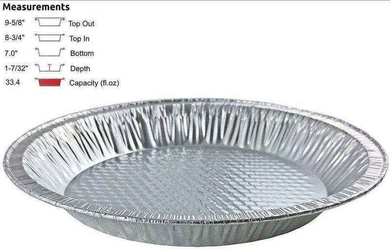 HFA Handi-Foil 10" (Actual Top-Out 9-5/8 Inches - Top-In 8-3/4 Inches) Aluminum Foil Pie Pan - Disposable Baking Tin Plates Made in USA (Pack of 12) - Image 1