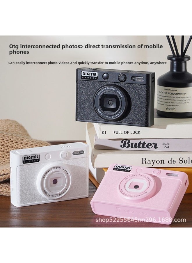 Student Camera Hd Retro Digital Camera Portable Travel Card Machine Selfie Multi Filter Ccd-Body Color:H9 Pink (one Billion Pixels On The Front And Rear - Multi-filters) + 64g High-speed Memory Card