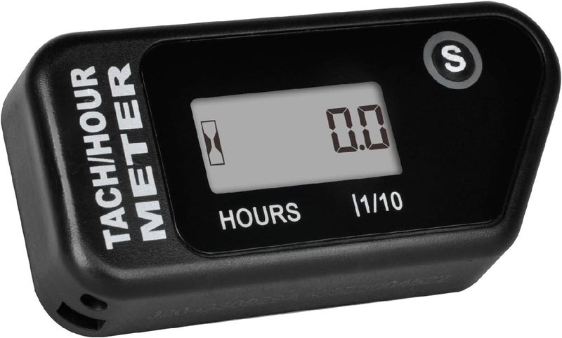Jayron Digital LCD Tachometer Inductive Tach Hour Meter Display Max RPM Waterproof for Most Gas Engine Marine ATV Generator Lawn Tractor Motorcycle (Black) - Image 1