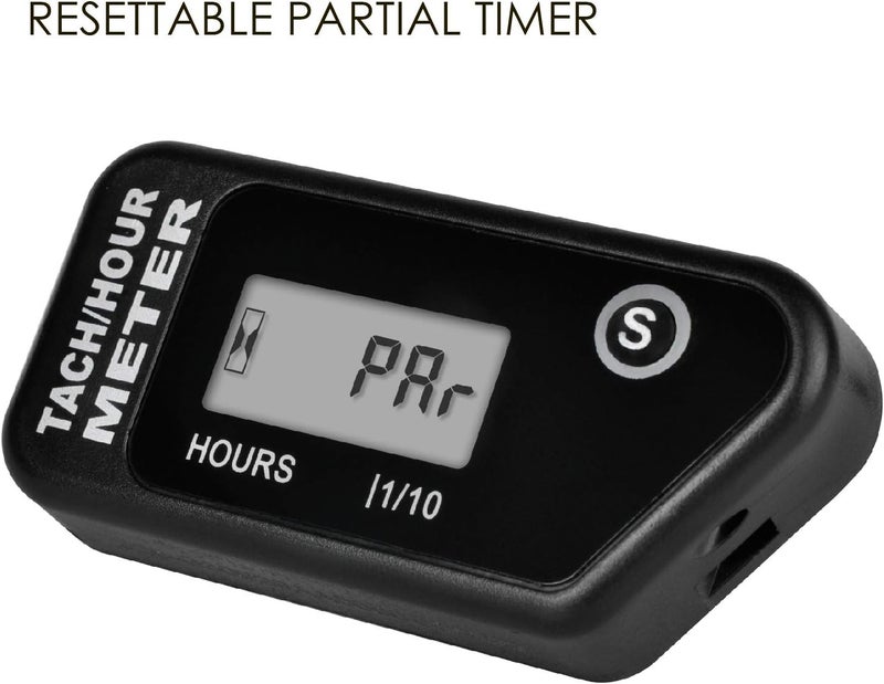 Jayron Digital LCD Tachometer Inductive Tach Hour Meter Display Max RPM Waterproof for Most Gas Engine Marine ATV Generator Lawn Tractor Motorcycle (Black) - Image 2