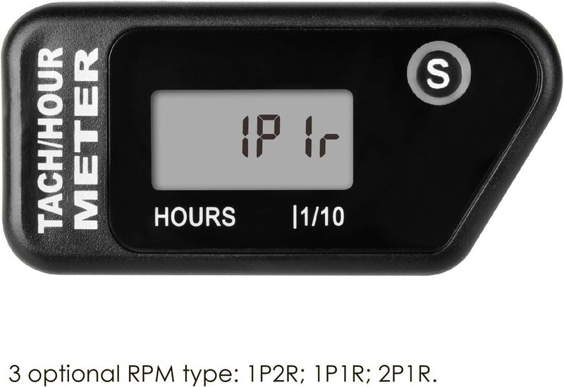 Jayron Digital LCD Tachometer Inductive Tach Hour Meter Display Max RPM Waterproof for Most Gas Engine Marine ATV Generator Lawn Tractor Motorcycle (Black) - Image 3