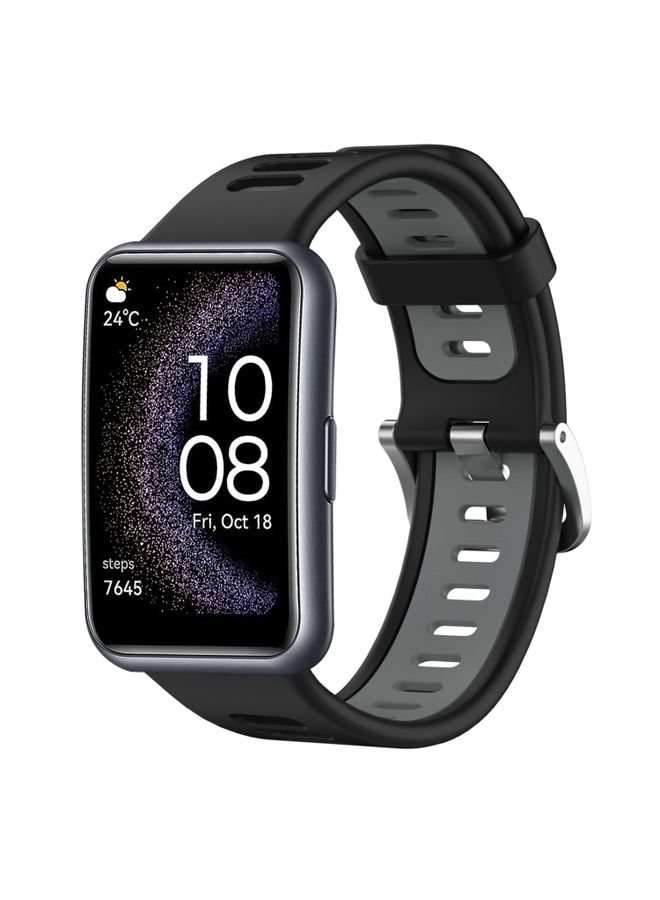 Replacement Strap For Huawei Watch Fit Special Edition Two-Color Silicone Watch Band Black+Gray