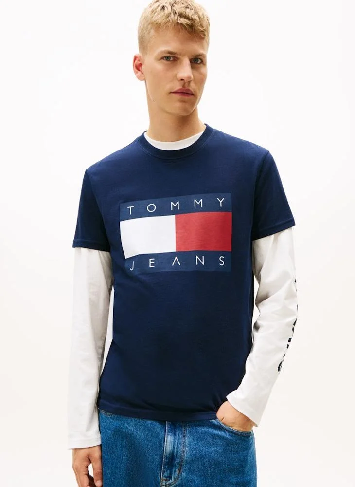 Tommy Jeans Flag Badge Jersey Crew Neck T-Shirt