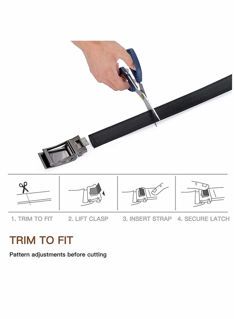 Excefore Men's Belt, Leather Ratchet Dress Belt, Belt Adjustable Sliding Buckle, Automatic Buckle (2 PCS) - Image 5