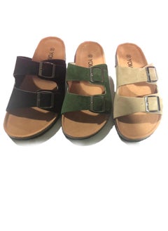 YOMA Women's Double Buckle Strap Cork Slides Classic Double-Strap Sandals - Unisex  - Image 2