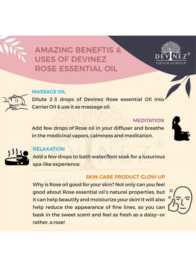 Devinez Rose Essential Oil 100% Pure Natural & Undiluted 30Ml For Skin Care Acne Improves Skin Health Prevents Aging Hair Care - Image 5