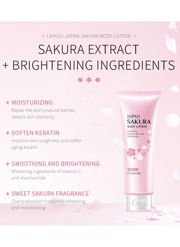 Laikou Women's Sakura Bath Set, Women's Pampering Gift Basket Birthday Gift for Mom, Friends, Sisters, Wife - Includes Sakura Shower Gel 100ml, Body Lotion 120ml, Bubble Bomb Bath Salt 30g*3  - Image 3