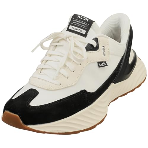 Kizik Monaco Slip On Shoes for Men: Comfortable All-Day Wear for Walking, Running, or Casual Wear, Slip in & Stand Out with Hands Free Convenience - White/Black M10 - Image 1