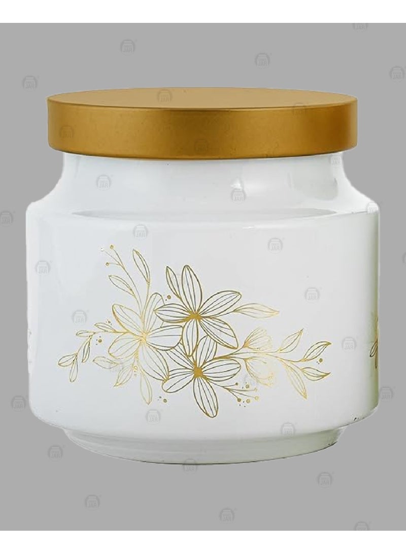 CROCO JAR Premium Color Coated & Printed Design 600 ML REJOICE WHITE GOLDEN LEAF DESIGN WITH GOLDEN CAP-6 PCS - Image 1