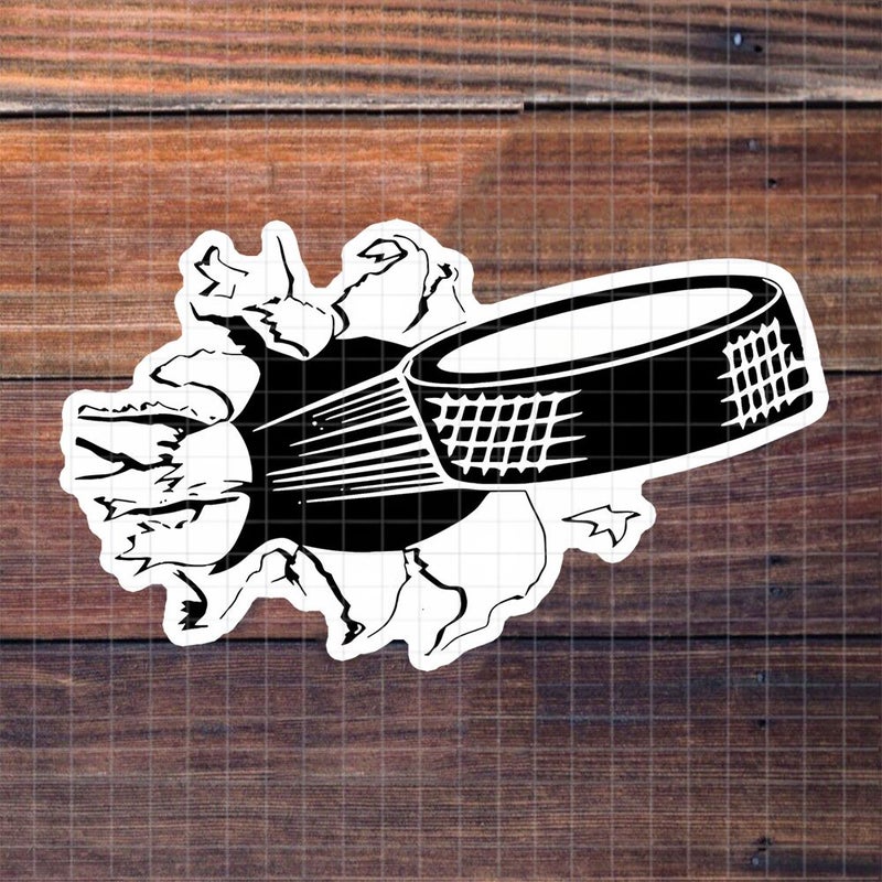 3 Inch Polychrome Ice Hockey Breakthrough Funny Sticker Prank Vinyl Decal - Image 1