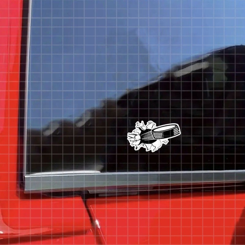 3 Inch Polychrome Ice Hockey Breakthrough Funny Sticker Prank Vinyl Decal - Image 5
