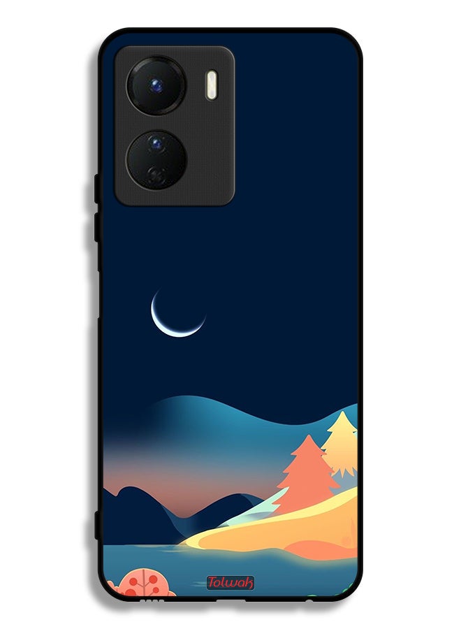 Tolwak Vivo Y16 Protective Case Cover Moon Abstract Drawing Art - Image 1