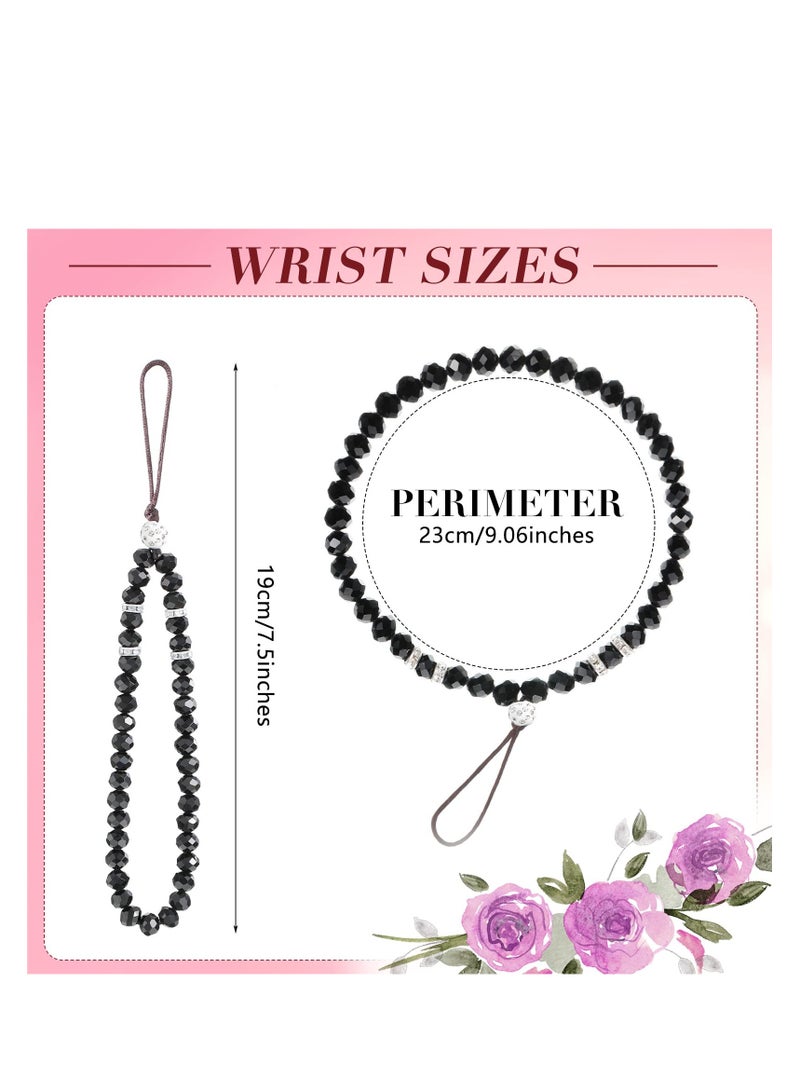 SYOSI 3 Pcs Cell Phone Lanyard Strap, Charm Bling Crystal Beads Hand Wrist Lanyard Strap String, Women's Wristlet for Cell Phone Camera Purse MP3 MP4 iPod PSP Keychain  - Image 5