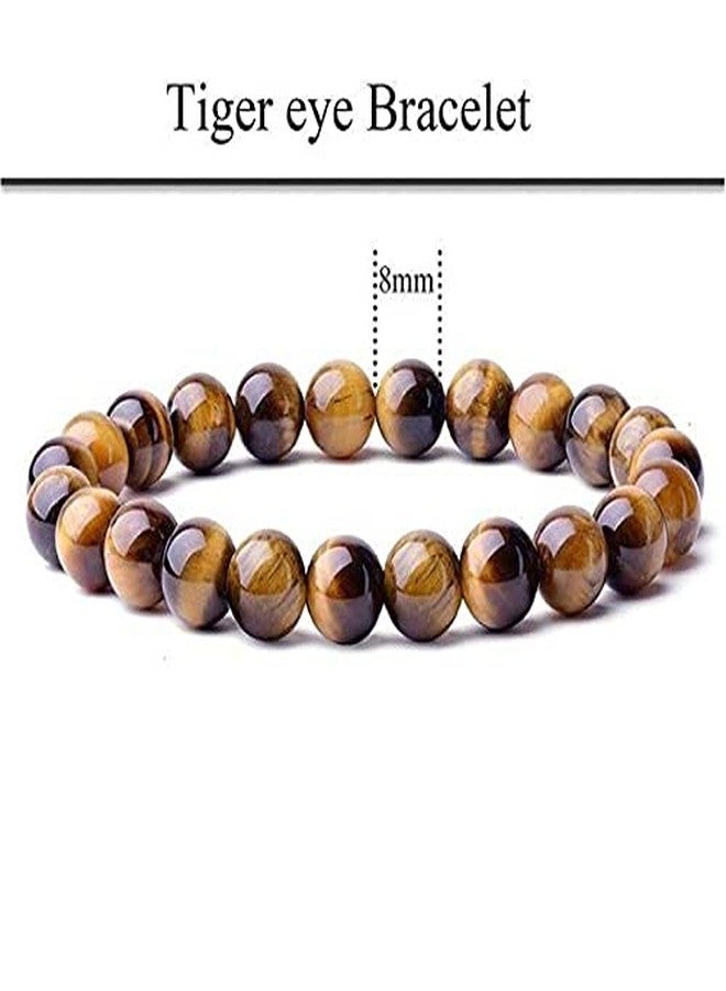 DHYANARSH 8mm Certified Natural Tiger Eye Stone Beads Bracelets for Women/Men AAA Grade Beads Unisex - Image 4