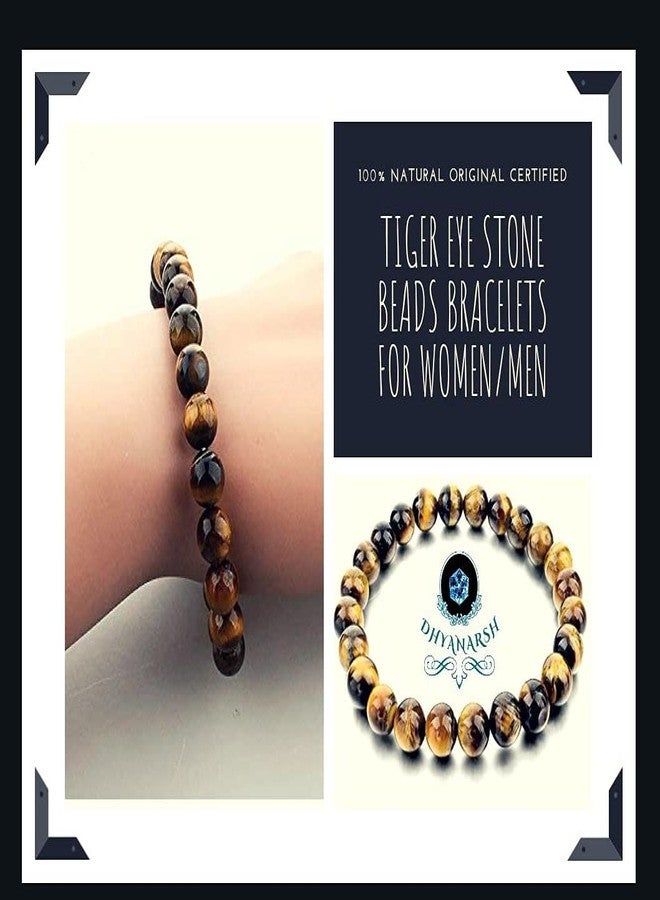 DHYANARSH 8mm Certified Natural Tiger Eye Stone Beads Bracelets for Women/Men AAA Grade Beads Unisex - Image 3