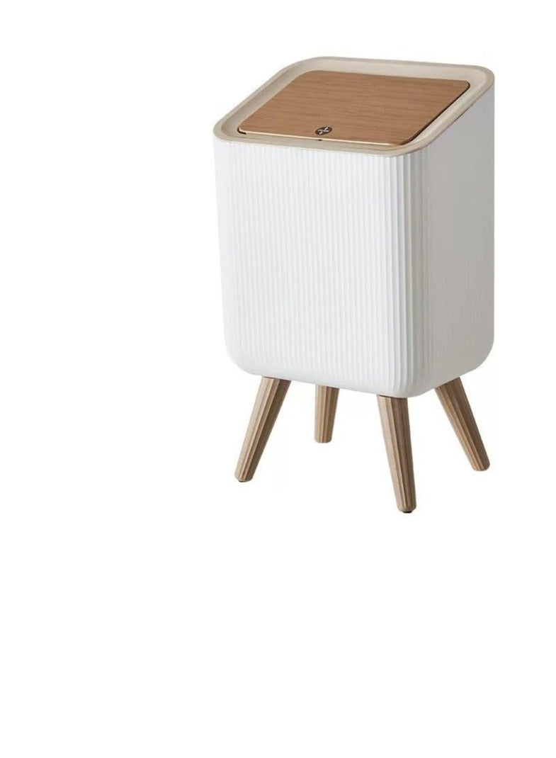 Soft Touch Ribbed Wastebasket with Wooden Pergola Ribbed Modern and Elegant Design in Every Corner 10 Litre MK - Image 1