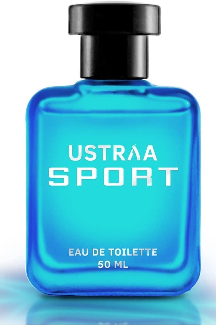 Ustraa Sport EDT Perfume For Men – 50ml | Long-Lasting Masculine Fragrance | Aromatic, Sweet, Earthy, Musky Notes | Perfect for All Occasions | Elegant Glass Bottle Design | No Gas - Image 1