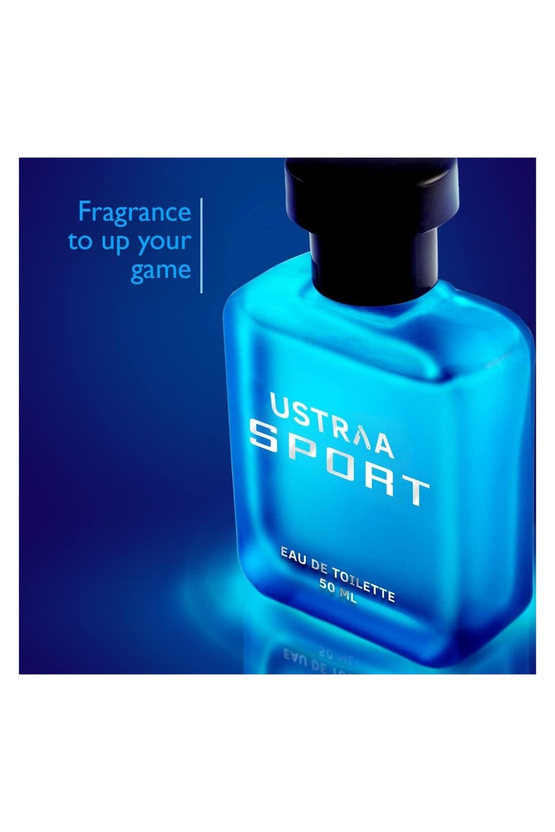 Ustraa Sport EDT Perfume For Men – 50ml | Long-Lasting Masculine Fragrance | Aromatic, Sweet, Earthy, Musky Notes | Perfect for All Occasions | Elegant Glass Bottle Design | No Gas - Image 3