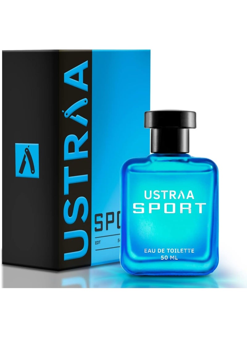 Ustraa Sport EDT Perfume For Men – 50ml | Long-Lasting Masculine Fragrance | Aromatic, Sweet, Earthy, Musky Notes | Perfect for All Occasions | Elegant Glass Bottle Design | No Gas - Image 5