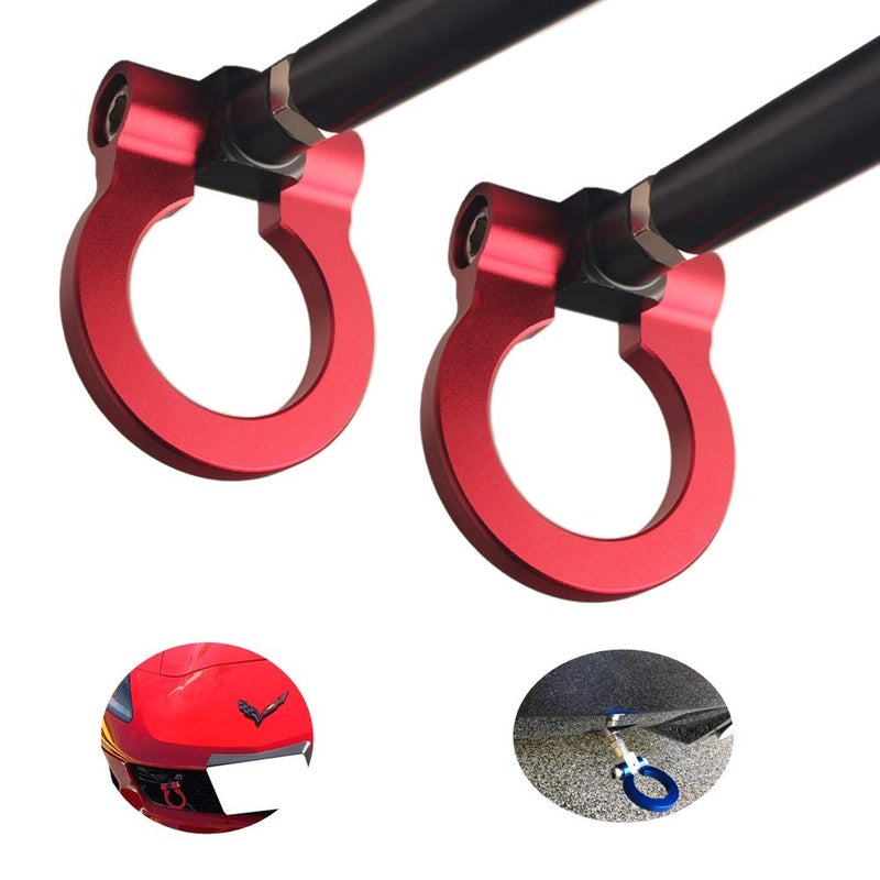 Dewhel Racing Sports Track Racing Style Aluminum Tow Hook Front Rear for 1421 Chevrolet Corvette C7 Z06 ZR1 Stingray Z51 Red