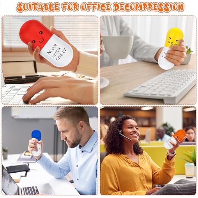 Jenaai 36 Pcs Pill Stress Balls Motivational Squishy Stress Relief Balls Pill Shaped Foam Squeeze Ball Anger Management Toys Grip Strengthener for Teens Adults Anxiety Fidget Nursing Party Supplies - Image 5
