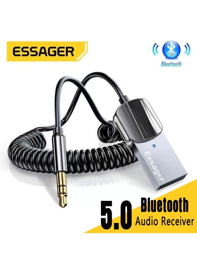 ايساجر محول بلوتوث للسيارة، جهاز استقبال صوت بلوتوث ESSAGER 5.0 مزود بجهاز إرسال صوت لاسلكي مقاس 3.5 مم، متوافق مع مجموعات أدوات السيارة، مزود بميكروفون مدمج لإجراء المكالمات بدون استخدام اليدين، نظام صوت منزلي - Image 1