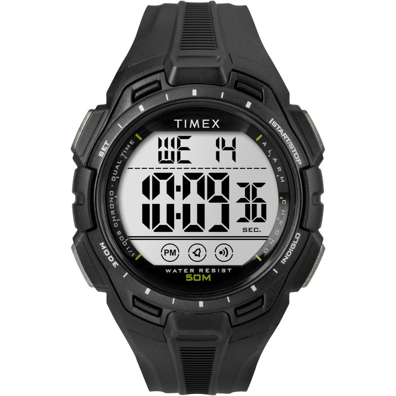 Timex Mens Digital 43mm Watch Black Strap Digital Dial Black Case - Image 2